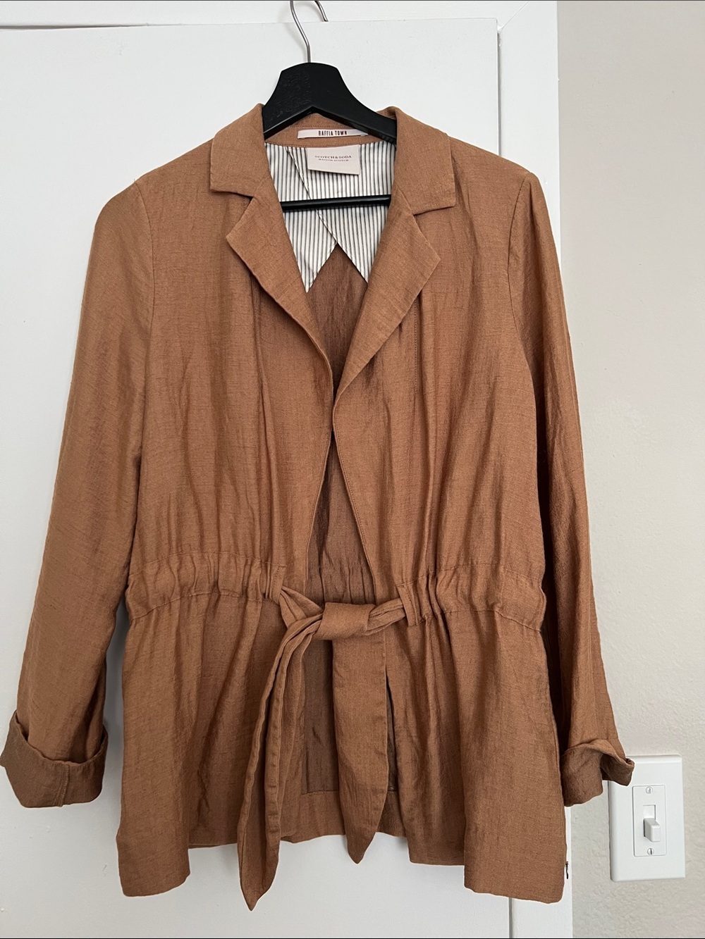 Scotch & Soda Rust Brown Drawstring Waist Blazer Jacket Size Small
